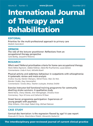 International Journal of Therapy and Rehabilitation magazine cover