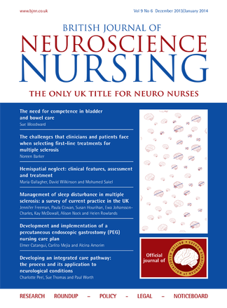 British Journal of Neuroscience Nursing magazine cover