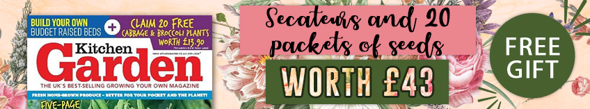 Secateurs and 20 packets of seeds, worth £43. Free gift